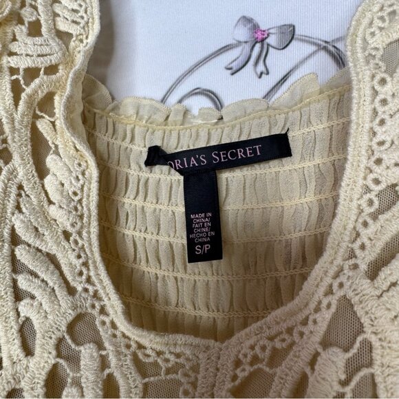 Victoria secret blouse boho crochet ruffle lightweight cream white yellow - Picture 7 of 9